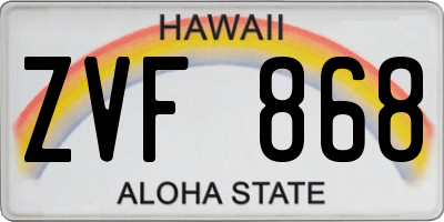 HI license plate ZVF868