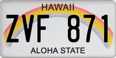 HI license plate ZVF871