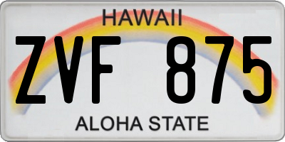 HI license plate ZVF875