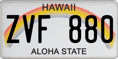 HI license plate ZVF880