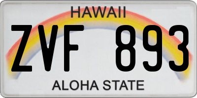 HI license plate ZVF893