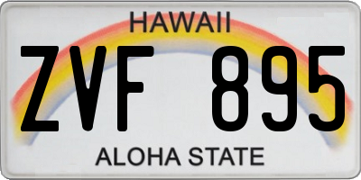 HI license plate ZVF895