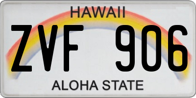 HI license plate ZVF906