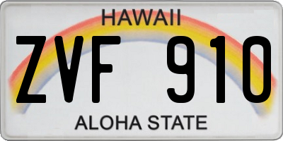 HI license plate ZVF910