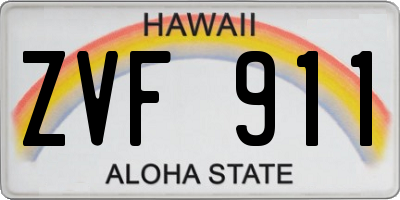 HI license plate ZVF911