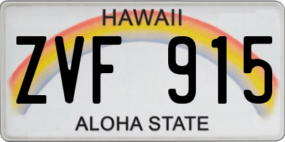 HI license plate ZVF915