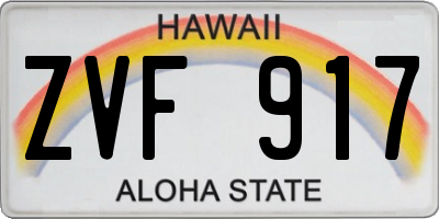 HI license plate ZVF917