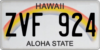 HI license plate ZVF924