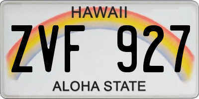 HI license plate ZVF927