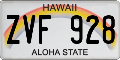 HI license plate ZVF928