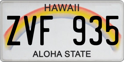 HI license plate ZVF935