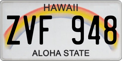 HI license plate ZVF948