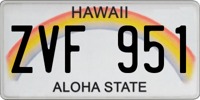 HI license plate ZVF951