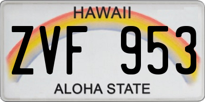 HI license plate ZVF953
