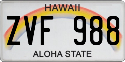 HI license plate ZVF988