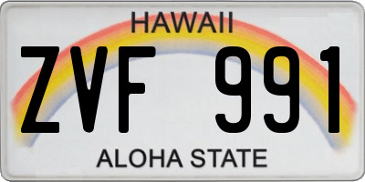 HI license plate ZVF991