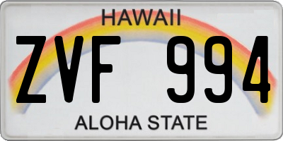 HI license plate ZVF994
