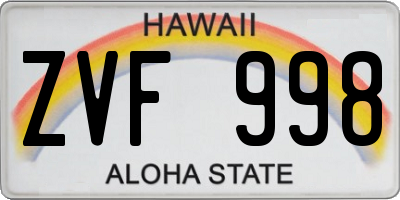 HI license plate ZVF998