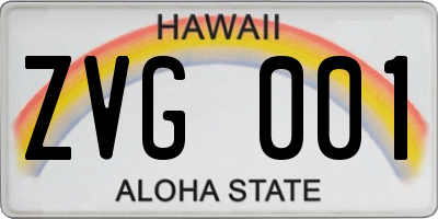 HI license plate ZVG001
