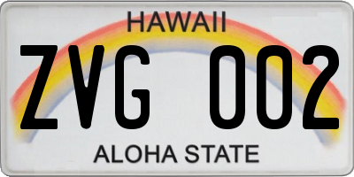 HI license plate ZVG002