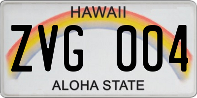 HI license plate ZVG004