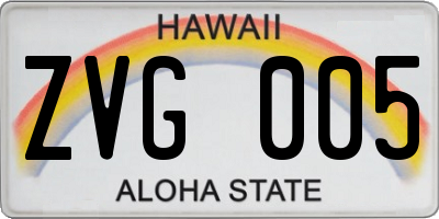 HI license plate ZVG005