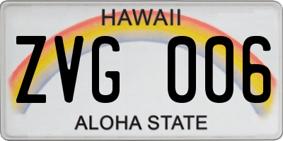 HI license plate ZVG006