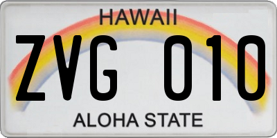 HI license plate ZVG010