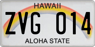 HI license plate ZVG014