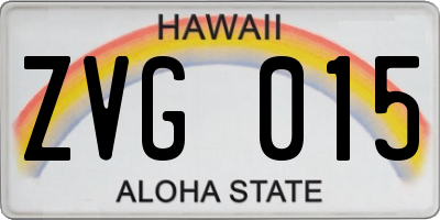 HI license plate ZVG015