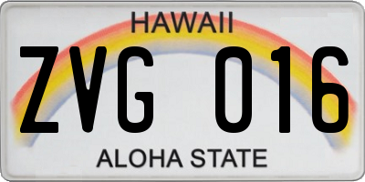 HI license plate ZVG016
