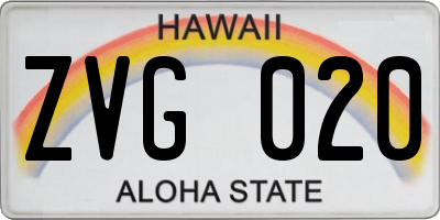 HI license plate ZVG020