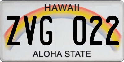 HI license plate ZVG022