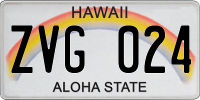 HI license plate ZVG024