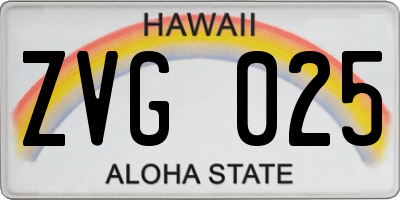 HI license plate ZVG025