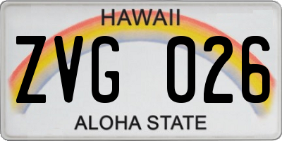 HI license plate ZVG026