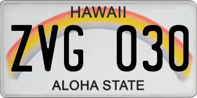 HI license plate ZVG030