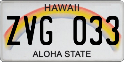 HI license plate ZVG033