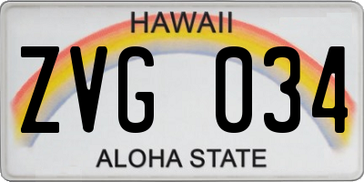 HI license plate ZVG034