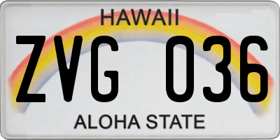 HI license plate ZVG036