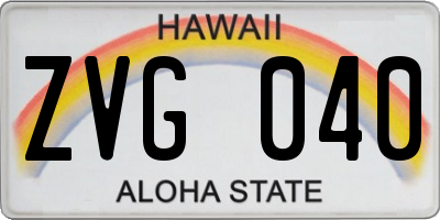 HI license plate ZVG040