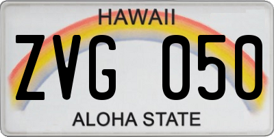 HI license plate ZVG050