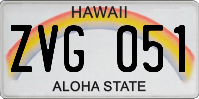 HI license plate ZVG051