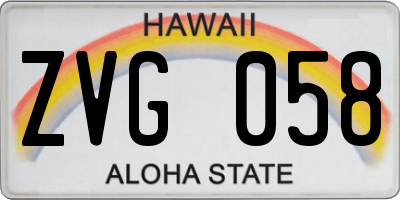 HI license plate ZVG058