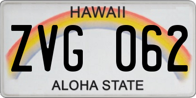 HI license plate ZVG062