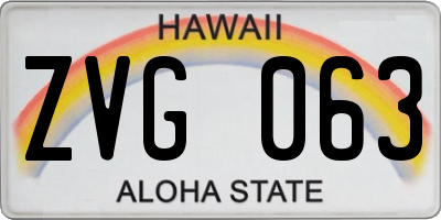 HI license plate ZVG063