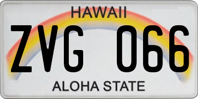 HI license plate ZVG066