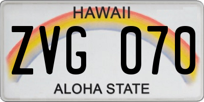 HI license plate ZVG070