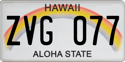 HI license plate ZVG077