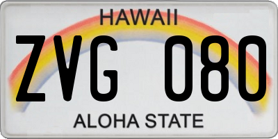 HI license plate ZVG080